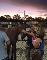 Pacers Bendigo syndicate members meet their two-year-old, who is still to be named.