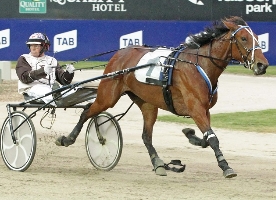 Chris Alford guides High Gait home in the Need for Speed Princess Final earlier this year at Tabcorp Park Melton trots.