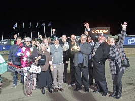  Cruisin Around connections celebrate victory in the Vicbred three-year-old colts and geldings.