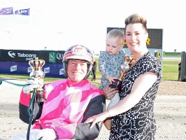  Trainer Emma Stewart and driver Chris Alford with Our Little General.