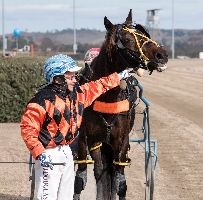 Ready2Run Sale graduate Shezallapples following her Group One Breeders Challenge win with driver Jim Douglass.