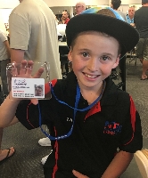 Nine-year-old Jett Turnbull, son of trainer-driver Nathan Turnbull, is the first person to complete the Harness Racing NSW Stable Awareness Course.