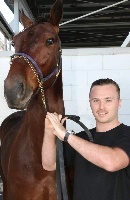 Chance: Jake Turpin pictured with his promising 4yo Mattgregor who starts at Menangle this weekend