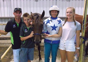 LAURA CROSSLAND with her fan club after winning with Our Prima Regal