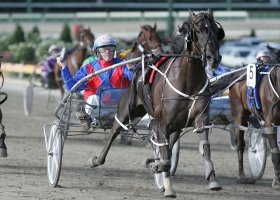 Tanabi Bromac and Gavin Lang, pictured winning the Victoria Derby, will chase another win this Friday night