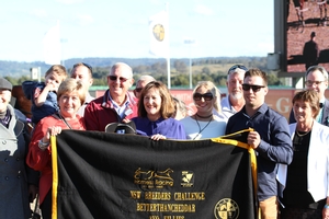 Owners Gary and Margaret Meredith (centre) hoping for success in the upcoming Bathurst Gold Crown Carnival.