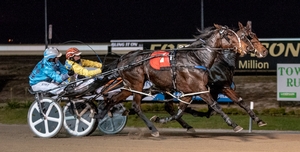 Ally Rogan for trainer-driver Dennis Picker was too strong when taking out a heat of the Alabar Breeders Challenge at Gold Crown Paceway, Bathurst.