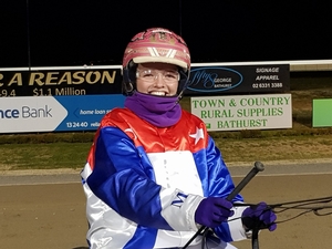 All smiles . . . Phoebe Betts drove her first winner at Bathurst last night.