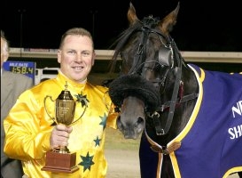 Anthony Butt and Mr Feelgood celebrate their Shepparton Cup win