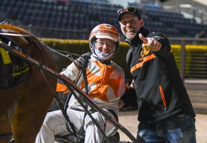 Trainer Troy Williams and driver Robbie Morris.
