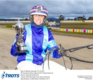 Kerryn Manning - 2021 Tatlow Stakes win on Plymouth Chubb. 