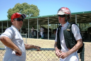 Trainer Barry Preston (L) and driver David Harding (R) teamed to win the Port Pirie Friday night trot with Megs Classic