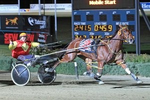 Darren Billinger steers Come On Frank to an emotional Vicbred Super Series success at Melton's Tabcorp Park 