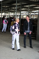 Shannon Noll with driver Ashlee Siejka at the shooting of the Shannon Noll commercial.