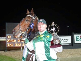 Vincennes with Blake Fitzpatrick after winning at Tabcorp Park. 