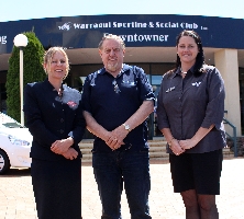 Alison McDougal, Barry Field and Jenny Smith outside The Downtowner in Warragul. 