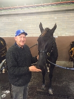 Trainer Alan Tubbs and in-form Macterra Lad at the Ballarat trots. 