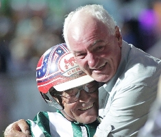 Photo of the Year by Stu McCormick - Larry Eastman and Chris Alford after Menin Gate wins Victoria Derby in 2015.
