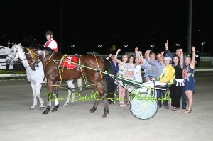 Century; Brittant Graham and fans celebrate her milestone moment following the victory of Montana Falcon at Albion Park.