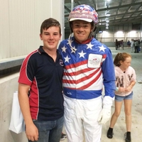 Nic (left) pictured with one of his idols, American driver Tim Tetrick.