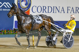 Max Delight and Will Rixon returning to scale at Menangle last Saturday night.